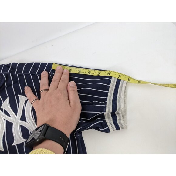 New York Yankees MLB 1/4 Zip Pinstripe Stitches Pullover Short Sleeve Size Large - Picture 10 of 11